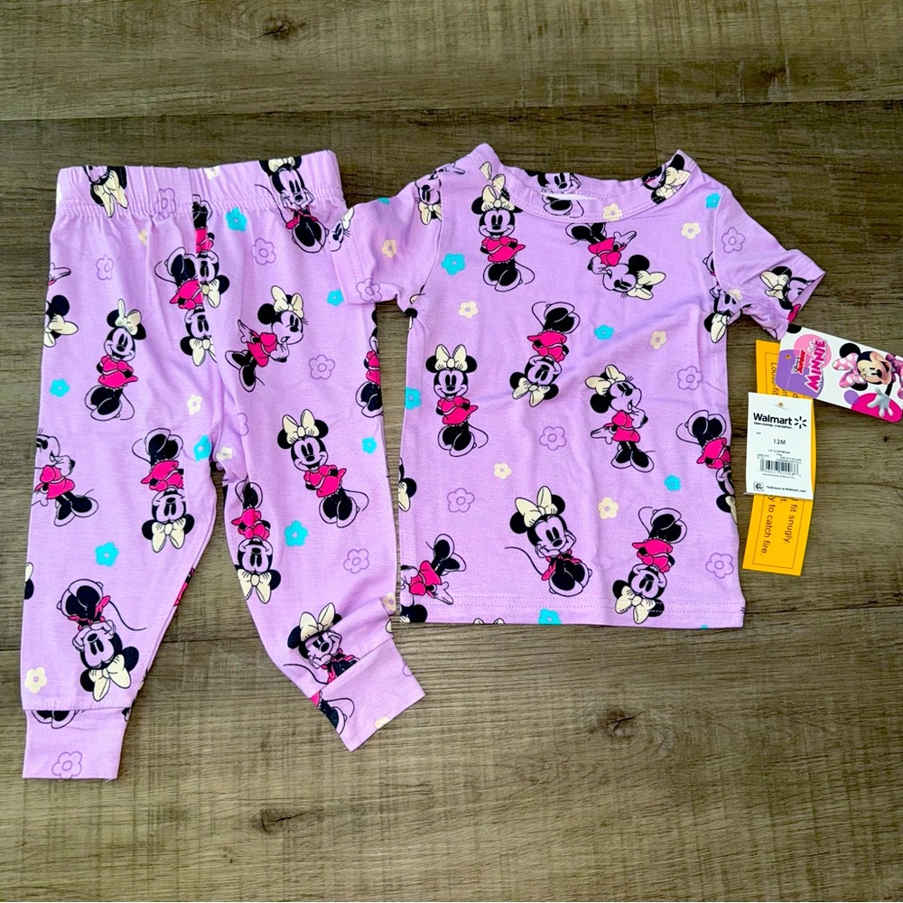 Minnie Mouse Toddler Viscose Unisex 2-Piece Pajama Set, Sizes 12M